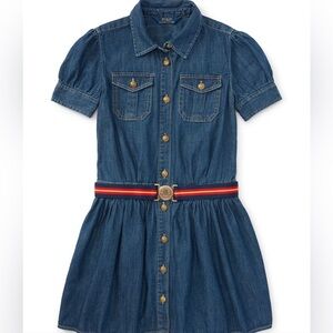 POLO Ralph Lauren Denim Dress with Embossed Multi-Colored Elastic Belt Size 5